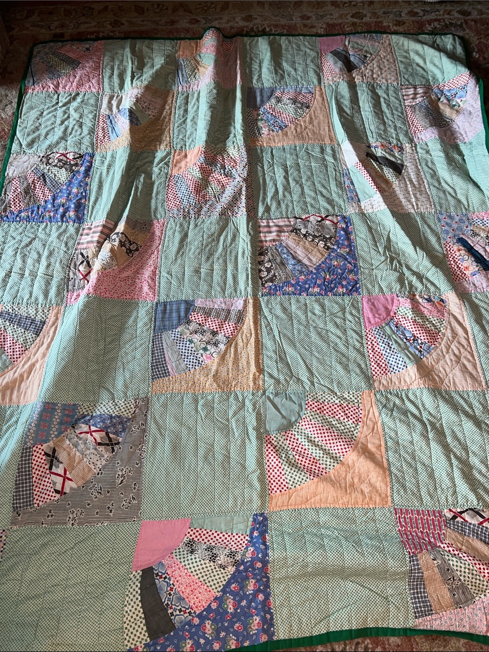 Antique quilt handmade patchwork 70” x 80”